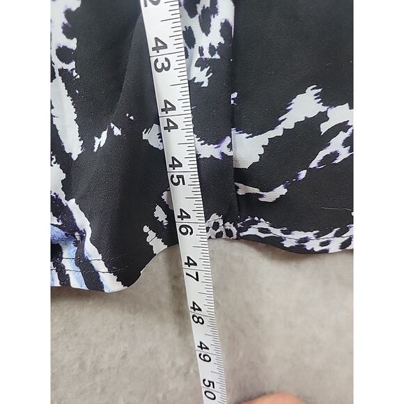 Attitudes Blue Animal Print Godet Midi Dress Women's Petite XL Stretch Pockets - Picture 8 of 13